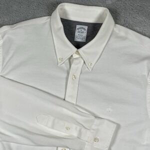 Brooks Brothers 1818 Golden Fleece White Cream Men Long Sleeve Polo Shirt Supima